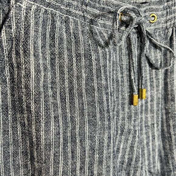 Ellen Tracy Striped Pull-On Linen Blend Wide Leg Pant in Blue/White - Size Small - Picture 3 of 6